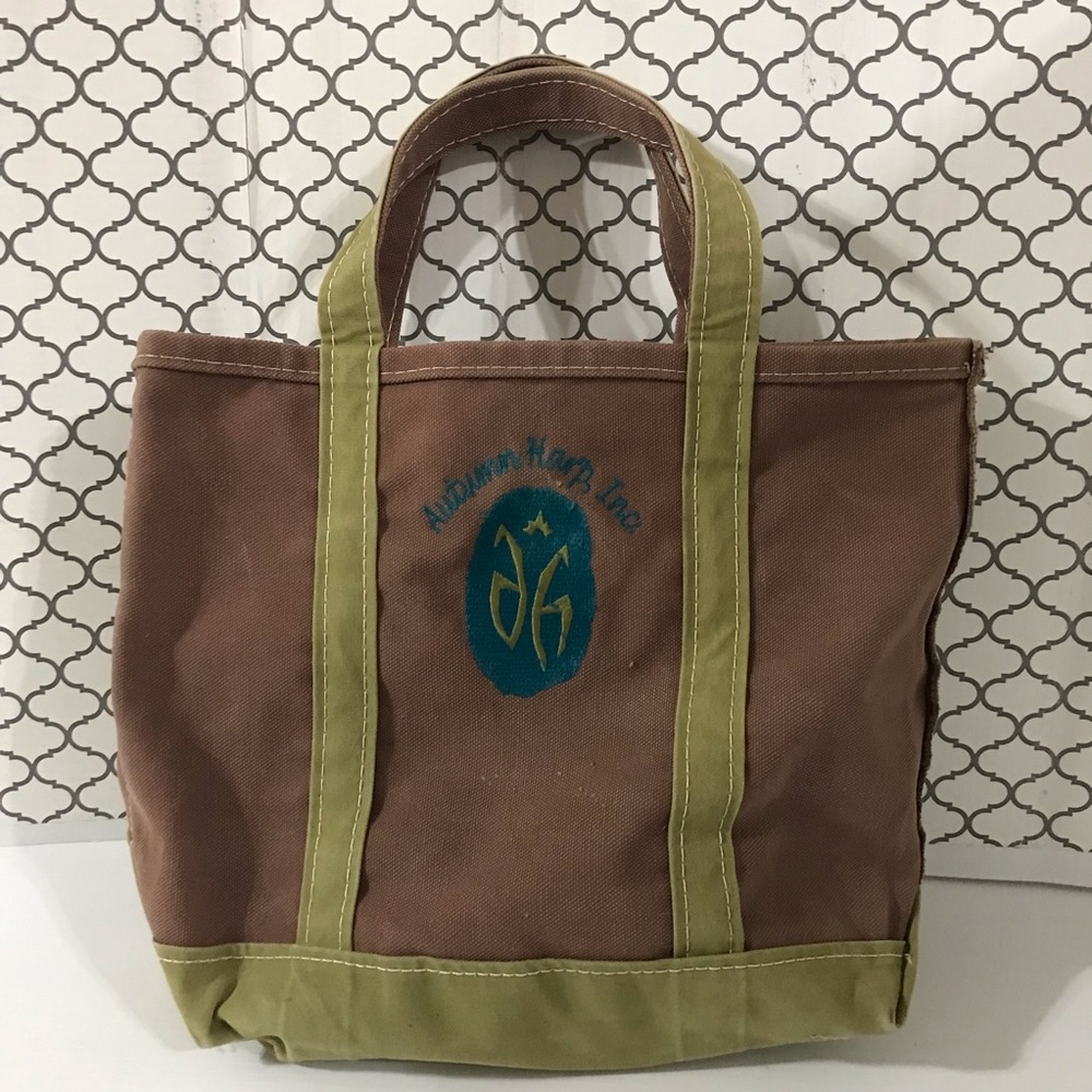 L.L.Bean Brown and Olive Canvas Tote Bag